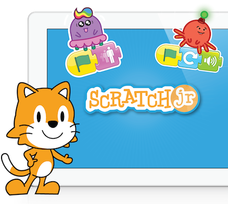 ScratchJr 的品牌形象:小猫与积木